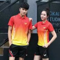 乒乓球服蝴蝶网翻领T恤短袖运动套装