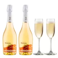 西班牙原瓶进口葡萄酒 爱之湾晶白起泡酒双支装750ML*2享香槟杯