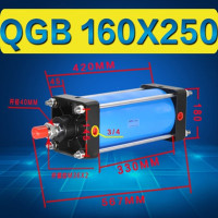 气缸 QGB160X250-MT4全铁重型大推力气缸双密封气动