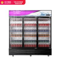 乐创(lecon)展示柜商用立式冷藏单门便利店保鲜饮料柜超市冰箱酒吧啤酒柜 1000L三门下机风冷款
