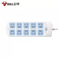 公牛(bull)GN-605全长3米10插位总控开关新国标带儿童保护门大孔间距插座/接线板/排插/拖线板/插排蓝白色