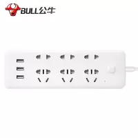 公牛(bull)GN-B333U全长1.8米6插位带3USB总控开关插座板插线板插排插接线板拖线板电插座面板保护智能电器