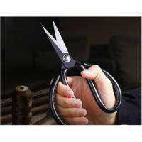 剪刀家用多功能厨房剪刀裁缝剪子不锈钢大剪刀 经典防锈黑色款 中号