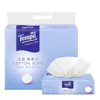 得宝(Tempo) 棉柔巾90抽*3包 纯棉洗脸巾一次性抽取式洁面巾 湿水洁面 母婴适用