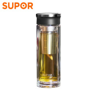 苏泊尔(SUPOR)集茶耐热玻璃杯KC33CK1 商务办公开会随行茶杯双层高硼硅质感杯身热水杯隔热泡茶杯330ml