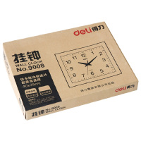 得力 木纹挂钟 9008 仿木 方形 40*35cm 土棕(个)