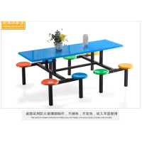 学校员工食堂餐桌椅8人餐桌连体快餐桌椅组合 8人位玻璃钢餐桌