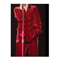 红色高级感丝绒西装