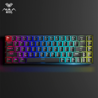 狼蛛(AULA)F3068午夜霓虹木蓝轴 蓝牙双模机械键盘 68键 客制化可热插拔轴体 RGB 有线办公游戏电脑键盘