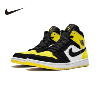 Nike/耐克Air Jordan 1 Mid AJ1中帮男黑黄脚趾篮球鞋852542-071