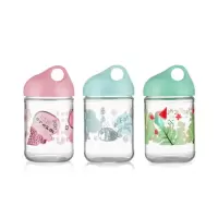 紫丁香玻璃密封罐圆形储物罐三件套[粉蓝绿]500ml*3(WJ8112) WT