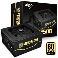 爱国者(aigo)额定500W 电竞500台式机电脑电源(全电压金牌 DC-DC 黑色扁平线材支持背线)