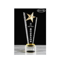 水晶奖杯奖牌创意五角星金属树脂儿童年会季度大拇指颁奖大号：8*29cm