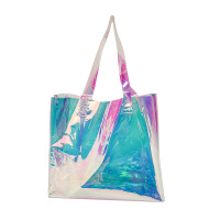 镭射手提PVC袋定制logo彩虹网红透明TPU炫彩塑料手提袋