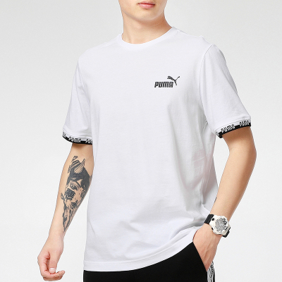PUMA彪马短袖T恤男装2021夏季新款白色圆领休闲运动服半袖855985