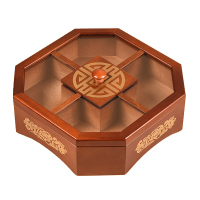 干果盒中式木质家用分格带盖糖果盒 普通款胡桃木色