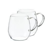 HARIO日本进口耐热玻璃咖啡杯家用圆形水杯果汁杯茶杯牛奶杯2个装RDM 360ml2只装