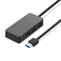 绿联(Ugreen) CR133 USB3.0 3口HUB+声卡 黑色