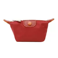 珑骧LONGCHAMP 奢侈品 女士Le Pliage Club系列枣红色帆布配牛皮革70周年款零钱包