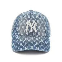 MLB棒球帽男女通用情侣帽子韩版NY洋基队软顶遮阳帽 浅蓝牛仔老花 32CPDN01150U