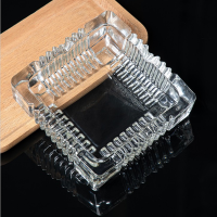 烟灰缸 客厅办公透明玻璃缸 方形花边烟灰缸水晶玻璃 9580(18*18cm)
