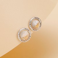 阿玛尼EmporioArmani女士时尚银色鹰标耳钉个性潮流耳饰女款圆形耳钉送女友礼物生日礼物节日礼物EG3352040