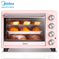 美的Midea家用多功能电烤箱冰莹粉25L容量三层烤位机械式操作上下独立控温