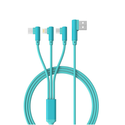 乐默 LCB-152 TPV弯头数据线一拖三适用MicroUSB/Lightning/Type-C 蒂芙尼蓝(单位:件)