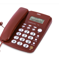 得力(deli)电话机座机 固定电话 办公家用 大容量存储 防雷、 787 红