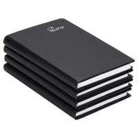 皮面本黑色记事本商务日记本子会议本文具256页笔记本子 小号48k 10本装