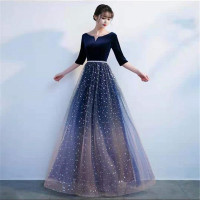 Faith&Man CZ 声乐艺考礼服女音乐学生裙美声独唱播音主持表演奏钢琴长款礼服