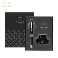 派克(PARKER) 威雅黑色胶杆墨水笔+派克经典黑墨水礼盒