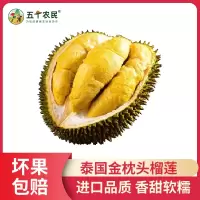 (请勿生切)五个农民泰国进口一级金枕榴莲新鲜水果4-5斤装[包4房肉]自营生鲜水果应季果蔬