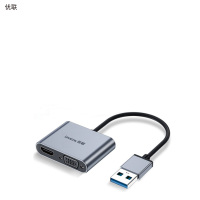 优联 vga转HDMI/VGA转换器转换线 电脑转接头笔记本接显示器一分二投影仪分配 vga转hdmi+vga