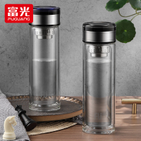 富光高端FU+泰系列双层玻璃杯带盖便携家用随手杯过滤泡茶水杯子