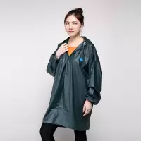 北海(BeiHai) 成人雨衣 加厚牛筋带帽 防风户外中长款雨衣 工地劳保雨具雨披 XL码 5件装 军绿色