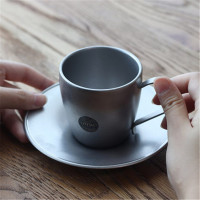 日本进口青芳制作所AOYOSHI咖啡杯美式不锈钢咖啡单杯碟套装160ml