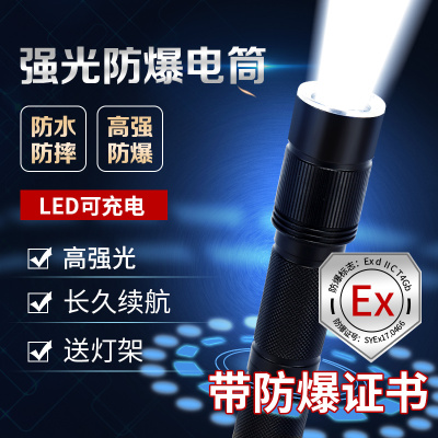 海王鑫强光手电筒LED防水防爆可充电锂电防护等级IP68三档可调带支架