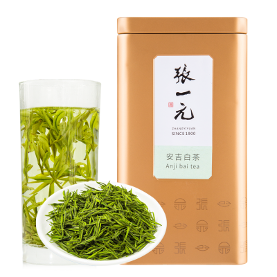 张一元茶叶 安吉白茶50g/罐 绿茶茶叶 鲜嫩采摘