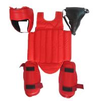 兵戎 散打护具全套装儿童格斗搏击拳击护具4/5/6件套头盔护甲拳击手套护腿护裆  成人红色4件套