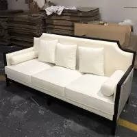 易企采 三人位皮艺沙发2200*900*850mm 办公沙发新中式实木沙发组合布艺沙发样板间售楼处洽谈轻奢家具接待