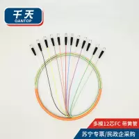 千天(QANTOP)电信级单模光纤跳线尾纤ODF单元体熔接尾纤 多模12芯FC束状尾纤带黄管 QT-GXTX551
