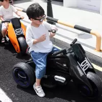 贝多奇儿童电动摩托车宝宝科幻大号三轮小孩玩具 白色