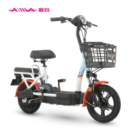 爱玛（AIMA）小金刚4812铅酸电池代步电动自行车源彩橘