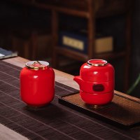 上作红灯笼茶具套装 一壶二杯+茶叶罐 SZ90111JH