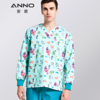安诺/ANNO 刷手洗手服长袖涤棉透气男女通用y生服护士服宠物y院儿童儿科分体套装洗手服 可定制 海底世界