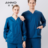 安诺/ANNO 洗手服长袖纯色V领韩版修身医生护士工作服洗手衣洁净房工服男女通用分体