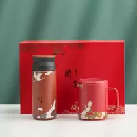 兰台 和风仙鹤套装茶具（单杯+保温杯）