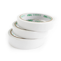 得力 30402棉纸双面胶带18mm*10y*80um(白)(16卷/袋)