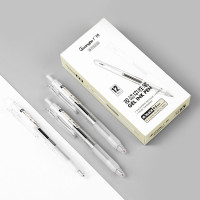 广博(GuangBo) 0.5mm黑色橡胶笔握透明外壳子弹头中性笔签字笔 12支/盒 B72023D(2盒装)